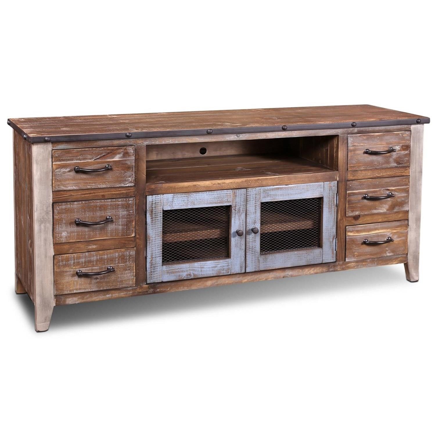 Horizon Home Urban Loft H2975072 72" TV Stand With Nailhead Trim